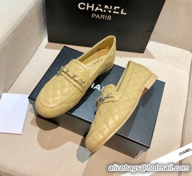 Low Price Chanel Lambskin Loafers G37312 Apricot 2021