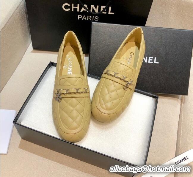 Low Price Chanel Lambskin Loafers G37312 Apricot 2021