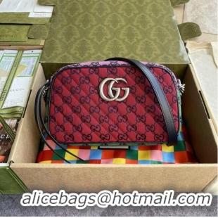 Discount Gucci GG Marmont Multicolor small shoulder bag 447632 red&yellow&green& powder