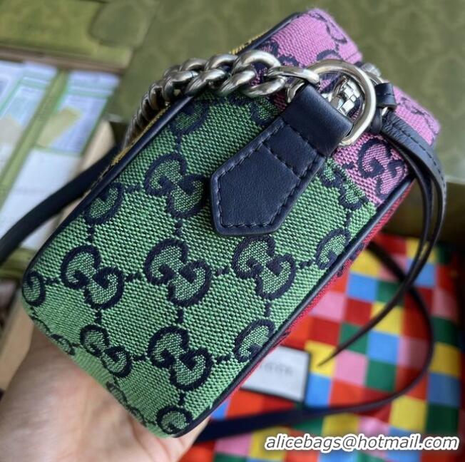 Discount Gucci GG Marmont Multicolor small shoulder bag 447632 red&yellow&green& powder