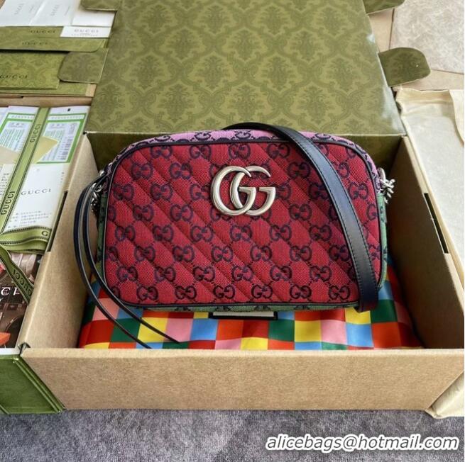 Discount Gucci GG Marmont Multicolor small shoulder bag 447632 red&yellow&green& powder