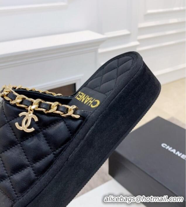 Discount Chanel Chain Platform Slide Sandals 040753 Black 2021