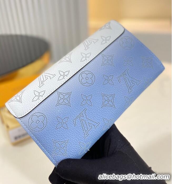 Good Quality Louis Vuitton Mahina Leather IRIS WALLET M60143 Gradient Blue