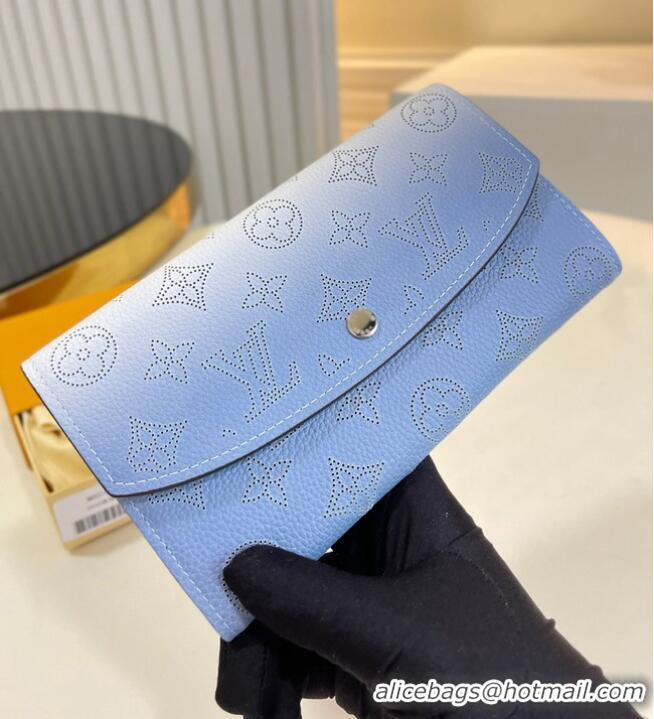 Good Quality Louis Vuitton Mahina Leather IRIS WALLET M60143 Gradient Blue