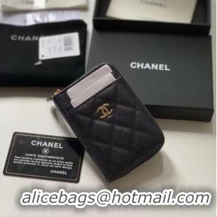 Top Grade Chanel card holder Calfskin AP1650 Black