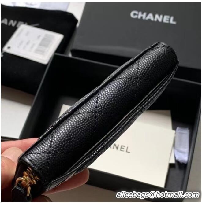 Top Grade Chanel card holder Calfskin AP1650 Black