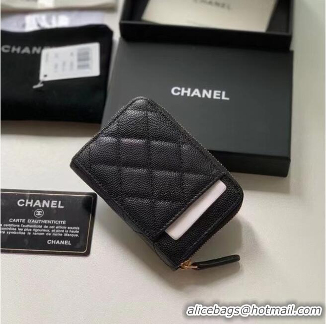 Top Grade Chanel card holder Calfskin AP1650 Black