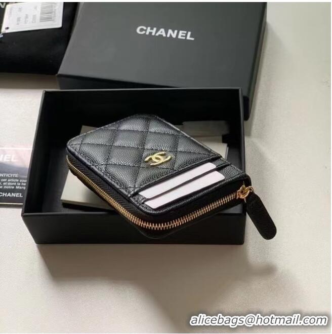 Top Grade Chanel card holder Calfskin AP1650 Black