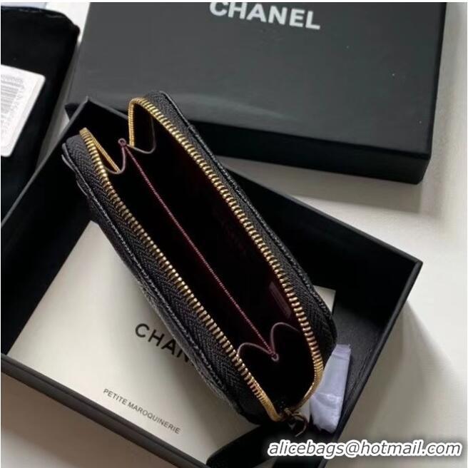 Top Grade Chanel card holder Calfskin AP1650 Black