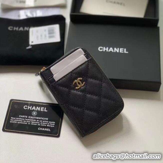 Top Grade Chanel card holder Calfskin AP1650 Black