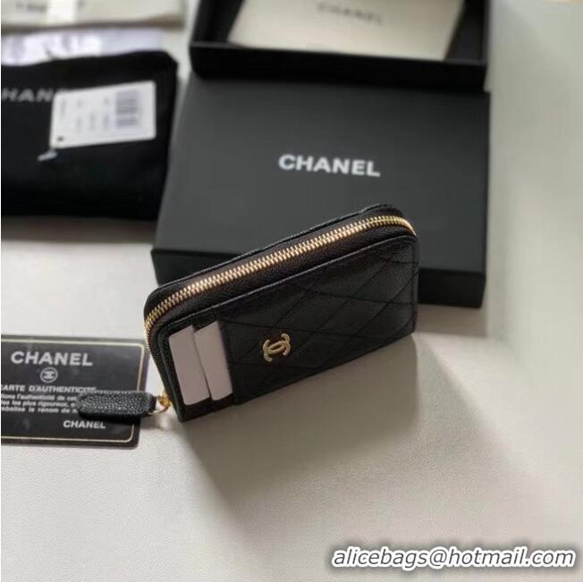 Top Grade Chanel card holder Calfskin AP1650 Black