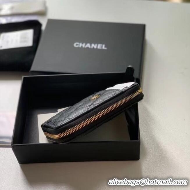 Top Grade Chanel card holder Calfskin AP1650 Black