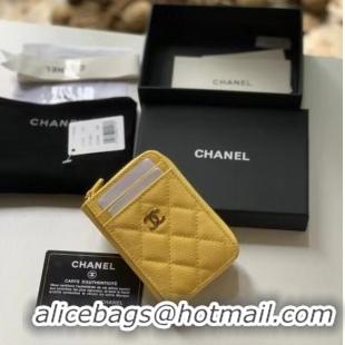 Good Product Chanel card holder Calfskin AP1650 yellow