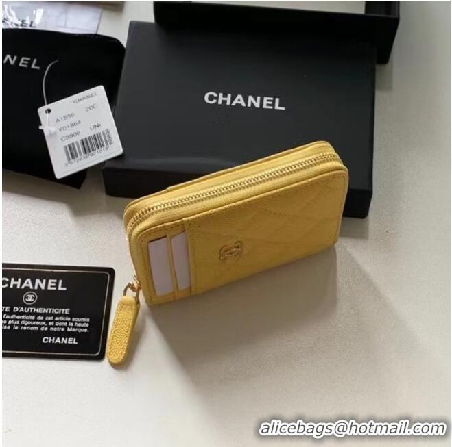 Good Product Chanel card holder Calfskin AP1650 yellow