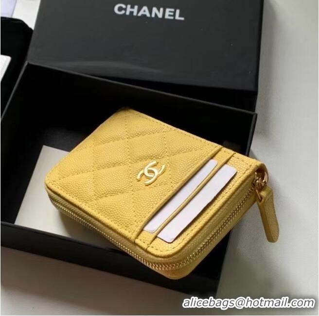 Good Product Chanel card holder Calfskin AP1650 yellow