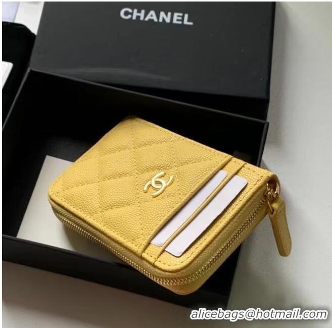 Good Product Chanel card holder Calfskin AP1650 yellow