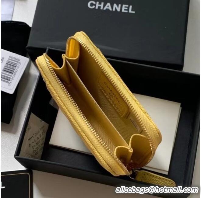 Good Product Chanel card holder Calfskin AP1650 yellow