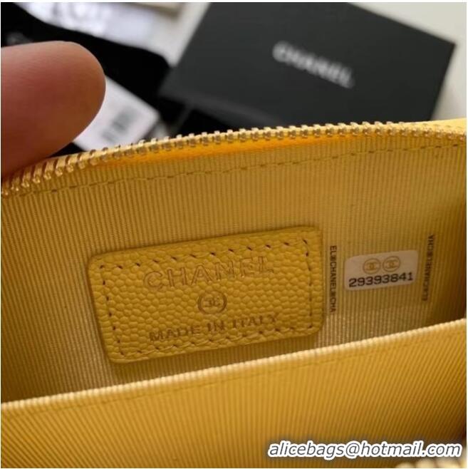 Good Product Chanel card holder Calfskin AP1650 yellow