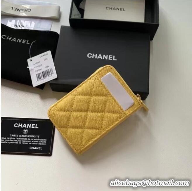 Good Product Chanel card holder Calfskin AP1650 yellow