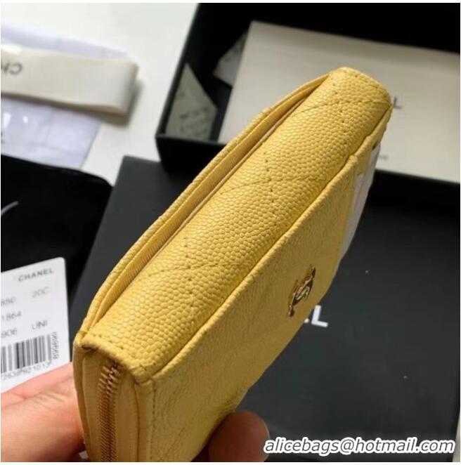 Good Product Chanel card holder Calfskin AP1650 yellow