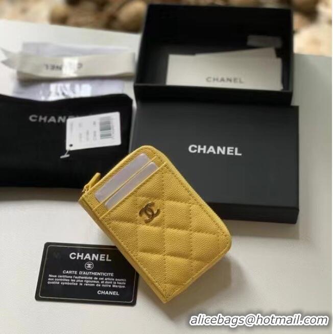 Good Product Chanel card holder Calfskin AP1650 yellow