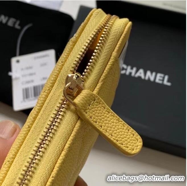 Good Product Chanel card holder Calfskin AP1650 yellow