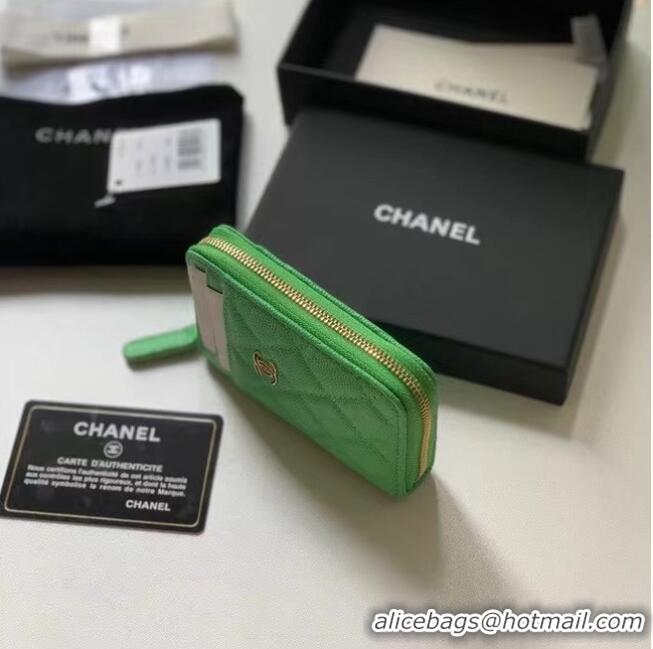 Luxury Cheap Chanel card holder Calfskin AP1650 green