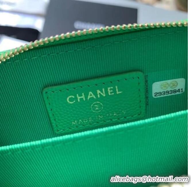 Luxury Cheap Chanel card holder Calfskin AP1650 green