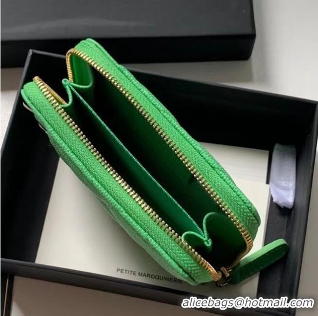 Luxury Cheap Chanel card holder Calfskin AP1650 green