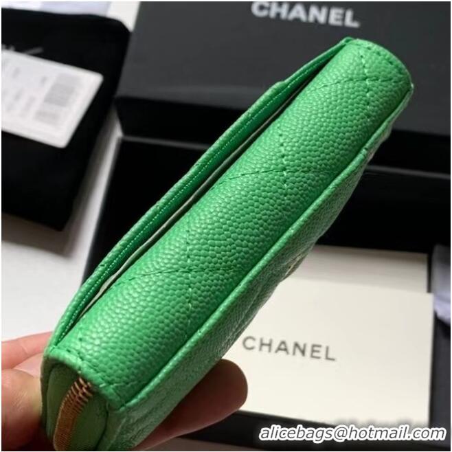 Luxury Cheap Chanel card holder Calfskin AP1650 green