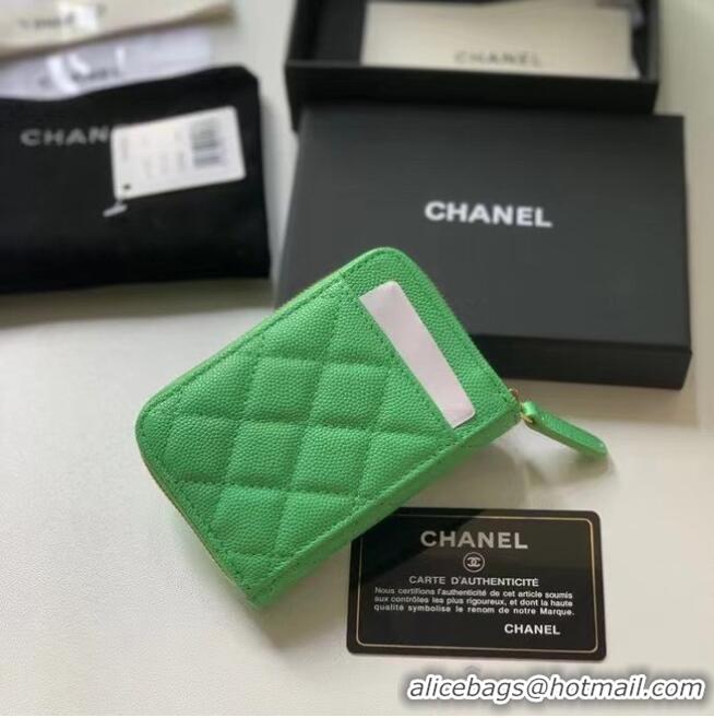 Luxury Cheap Chanel card holder Calfskin AP1650 green