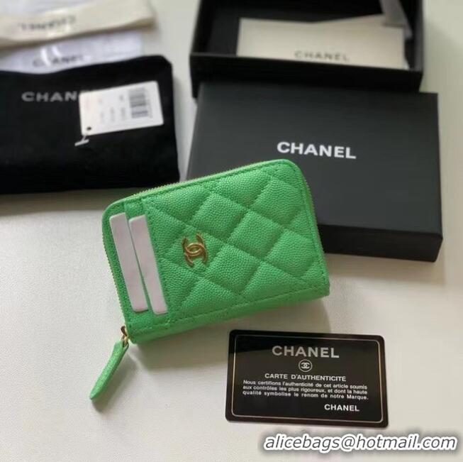 Luxury Cheap Chanel card holder Calfskin AP1650 green