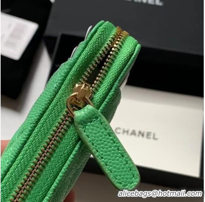 Luxury Cheap Chanel card holder Calfskin AP1650 green