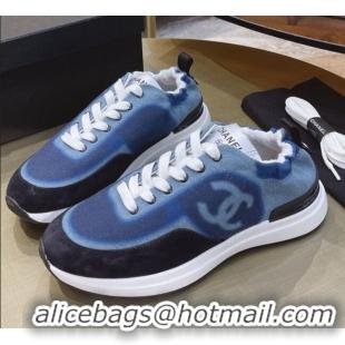 AAAAA Chanel Denim Sneakers G37122 Blue 2021