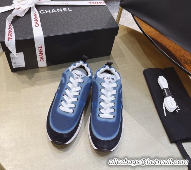 AAAAA Chanel Denim Sneakers G37122 Blue 2021