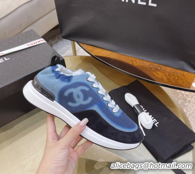 AAAAA Chanel Denim Sneakers G37122 Blue 2021