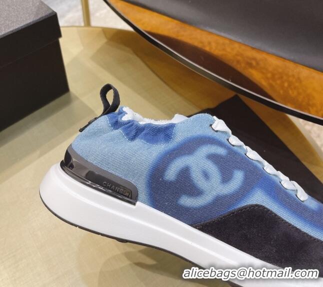 AAAAA Chanel Denim Sneakers G37122 Blue 2021