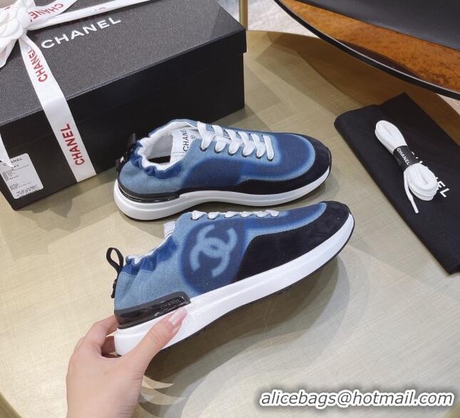 AAAAA Chanel Denim Sneakers G37122 Blue 2021