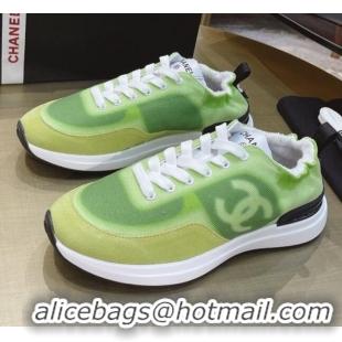 Duplicate Chanel Denim Sneakers G37122 Green 2021