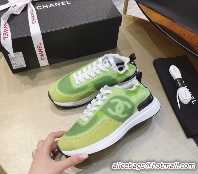 Duplicate Chanel Denim Sneakers G37122 Green 2021