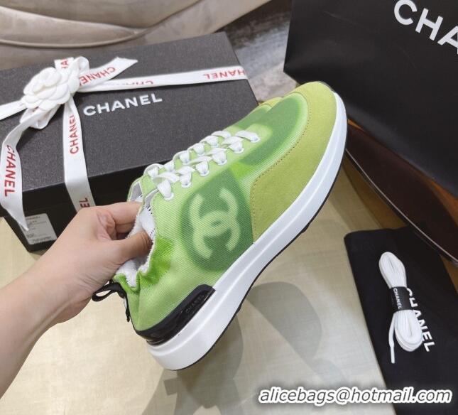 Duplicate Chanel Denim Sneakers G37122 Green 2021