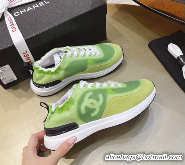 Duplicate Chanel Denim Sneakers G37122 Green 2021