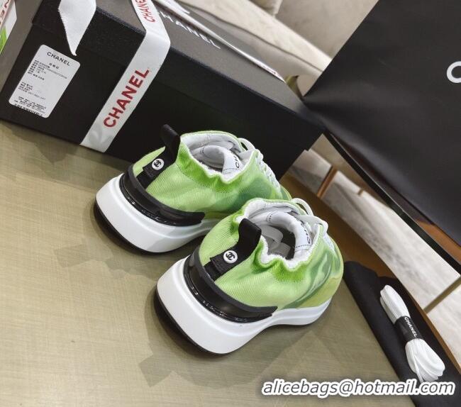 Duplicate Chanel Denim Sneakers G37122 Green 2021