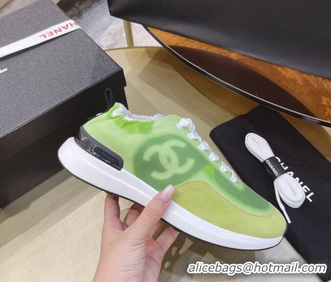 Duplicate Chanel Denim Sneakers G37122 Green 2021