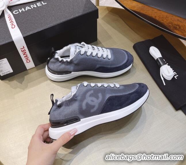 Duplicate Chanel Denim Sneakers G37122 Gray 2021