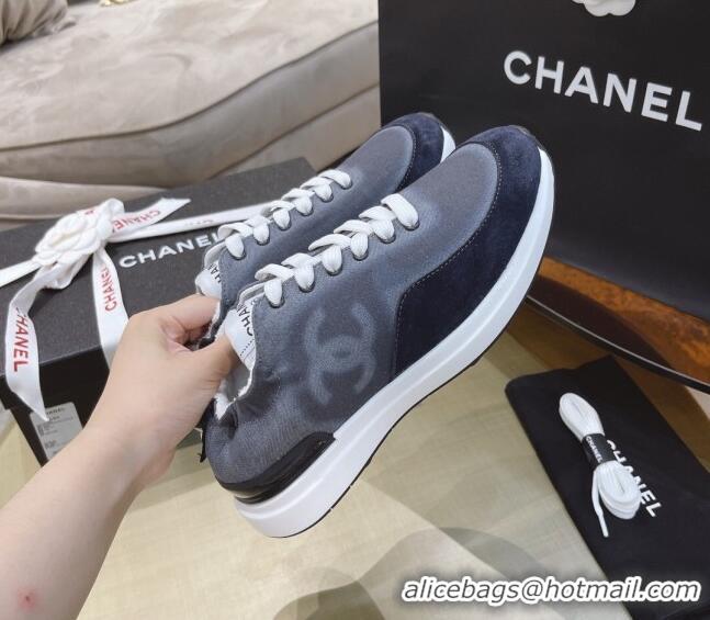 Duplicate Chanel Denim Sneakers G37122 Gray 2021