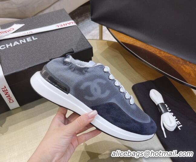 Duplicate Chanel Denim Sneakers G37122 Gray 2021