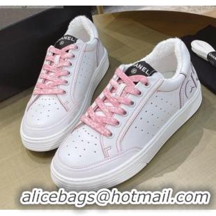 Charming Chanel Calfskin Sneakers G36295 White/Pink 2021