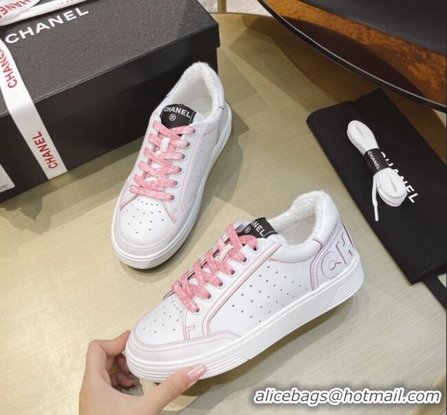 Charming Chanel Calfskin Sneakers G36295 White/Pink 2021