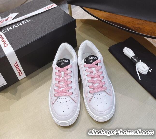 Charming Chanel Calfskin Sneakers G36295 White/Pink 2021